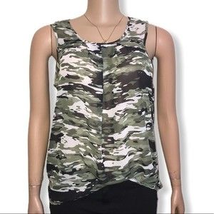 Bobbie B Brooks Sheer Top Camouflage sleeveless eyelet closure Back size M NWT